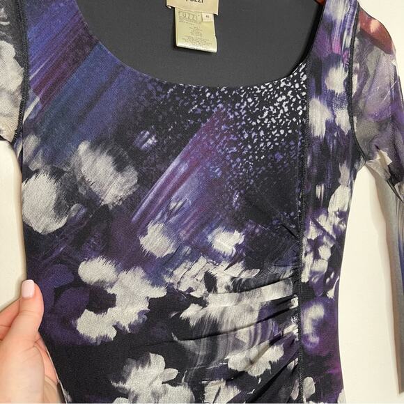 Fuzzi Ruched Purple Tulle Midi Dress Small - Picture 9 of 11